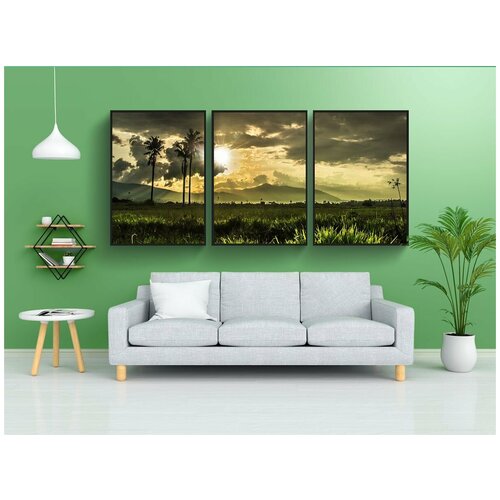 фото Набор модулных постеров для интерьера "природные пейзажи, хальмахера, солнце зашло" 60x90 см. в тубусе, без рамки lotsprints