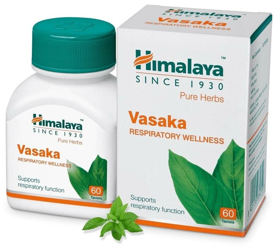 Васака Хималая (Vasaka Himalaya Herbals) при респираторных заболеваниях при кашле бронхите астме для иммунитета 60 таб.