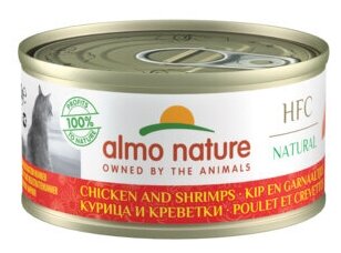 Almo Nature Консервы для Кошек с Курицей и Креветками 75% мяса (HFC - Natural - Chicken and Shrimps) 9024H, 0,070 кг
