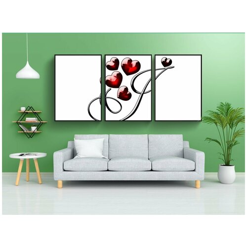 фото Набор модулных постеров для интерьера "день валентина, 14 февраля, красное сердце" 60x90 см. в тубусе, без рамки lotsprints