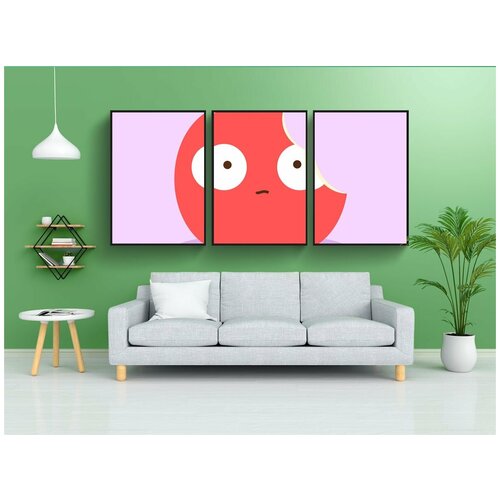 фото Набор модулных постеров для интерьера "яблоко, кусать, изношенный" 60x90 см. в тубусе, без рамки lotsprints