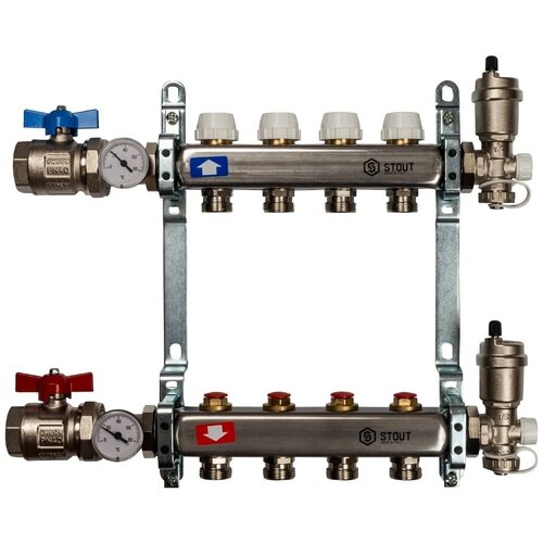 Коллектор из нержавеющей стали STOUT в сборе без расходомеров 1-3/4 6 вых. SMS 0912 000006