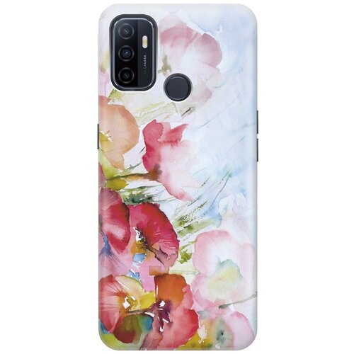 фото Ультратонкий силиконовый чехол-накладка для oppo a53 (2020) / a32 с принтом "акварельные цветы" gosso