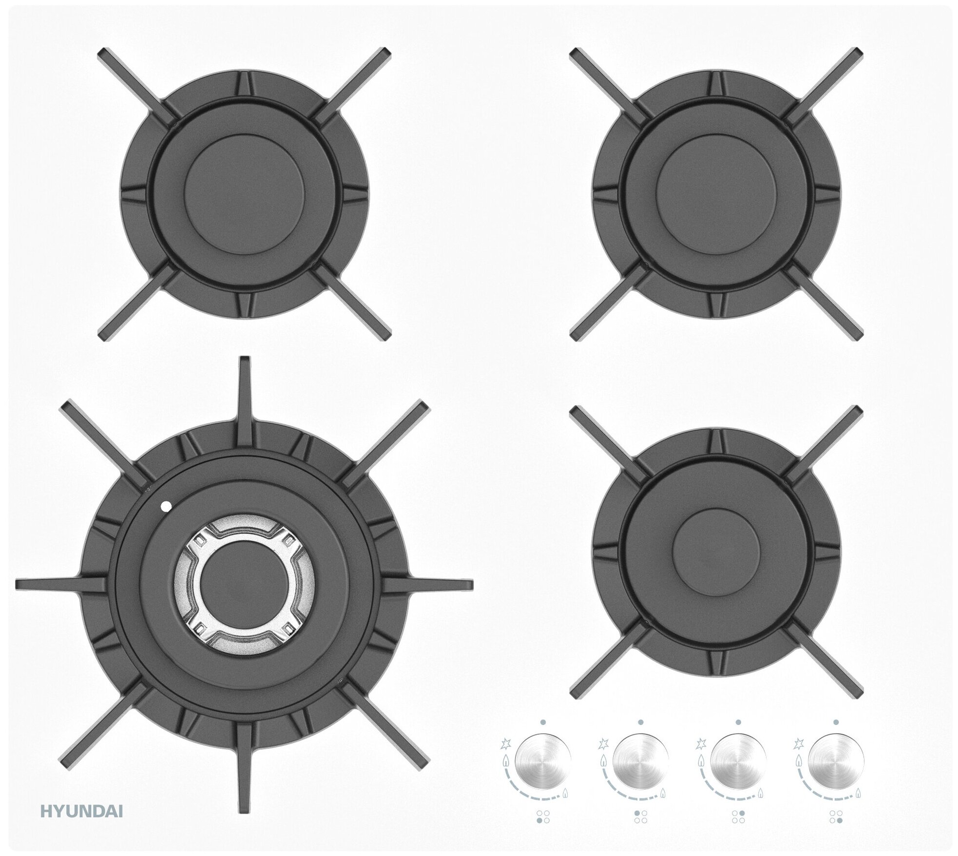 Варочная панель Hyundai HHG 6437 WG белый, Газовая - фотография № 2