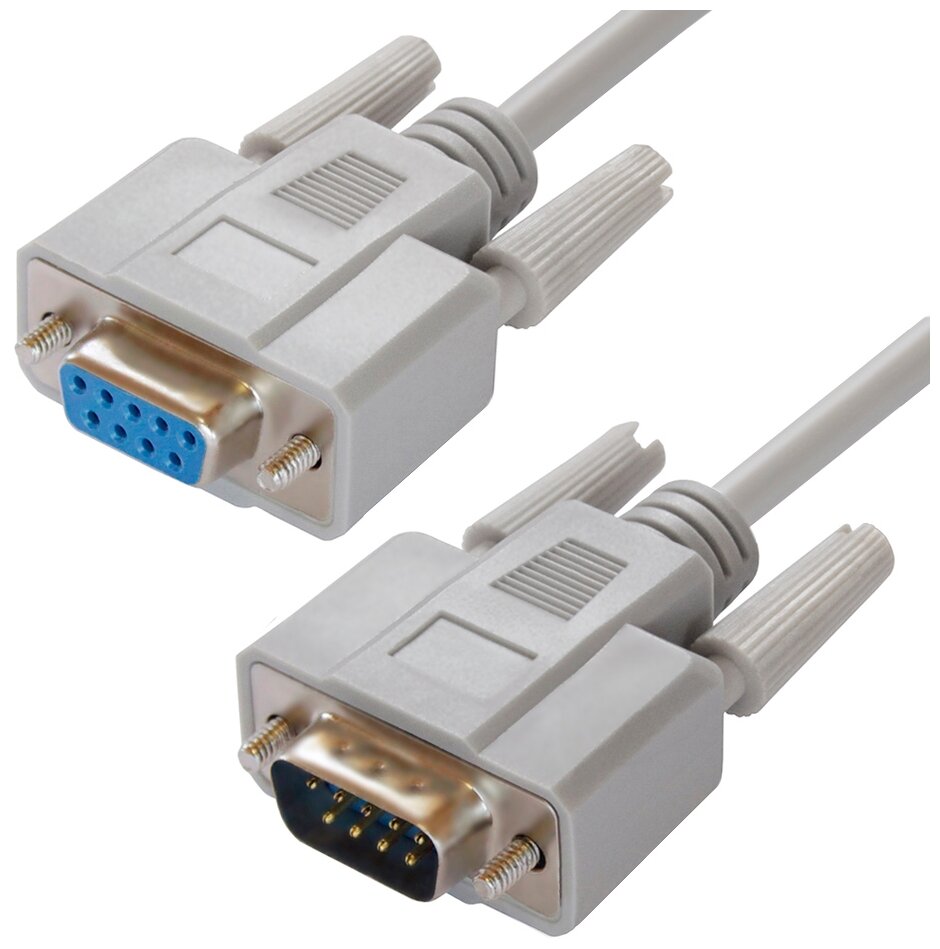 GCR Удлинитель 1.0m RS-232, 9M/9F Premium, серый 30 AWG