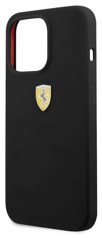 Ferrari для iPhone 13 Pro чехол Liquid silicone with metal logo Hard Black