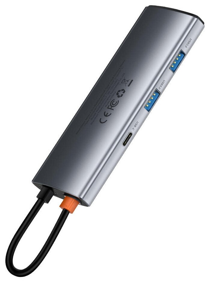 Переходник/Адаптер BASEUS Metal Gleam Series 7-in-1, Разветвитель, Type-C - USB3.0+PD+HDMI+SD/TF+USB-C, серый