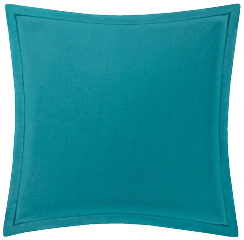 Наволочка - чехол для декоративной подушки на молнии T&I Велюр - канвас, 45 х 45 см, бирюзовый, голубой