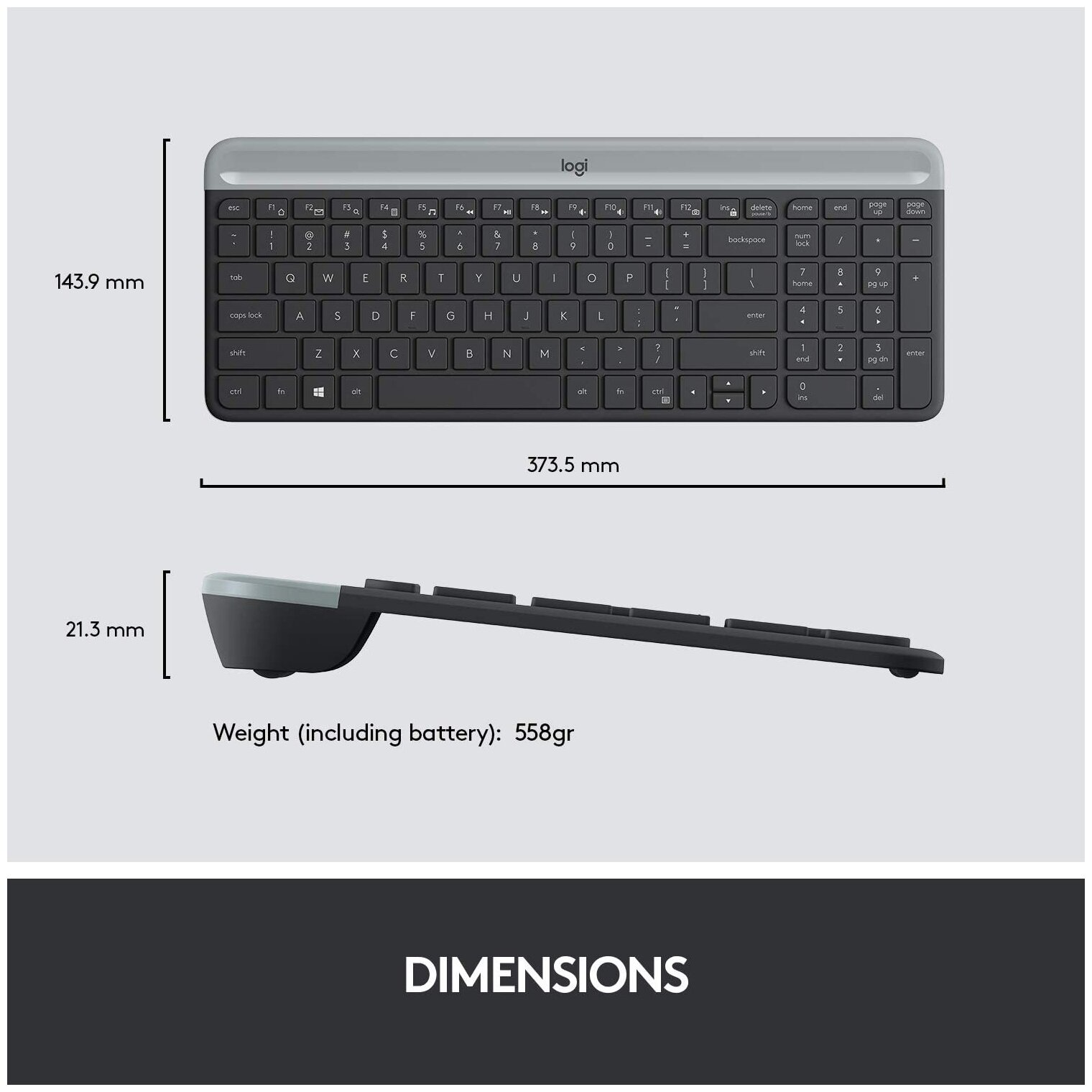 Комплект клавиатура и мышь Logitech MK470 Wireless Combo (графит) (920-009206)