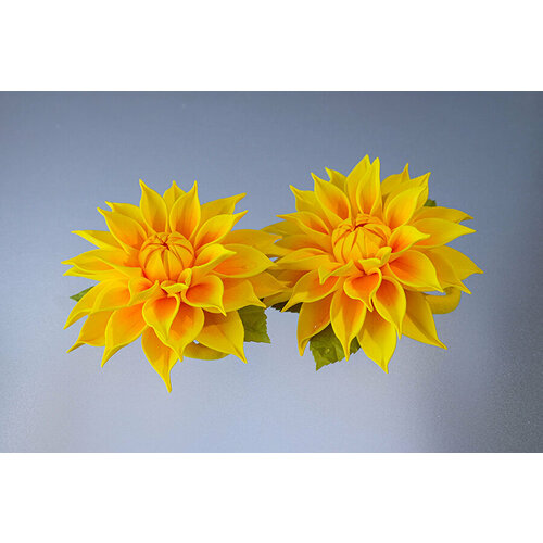 Резинки для волос. Желтый георгин. 2шт.