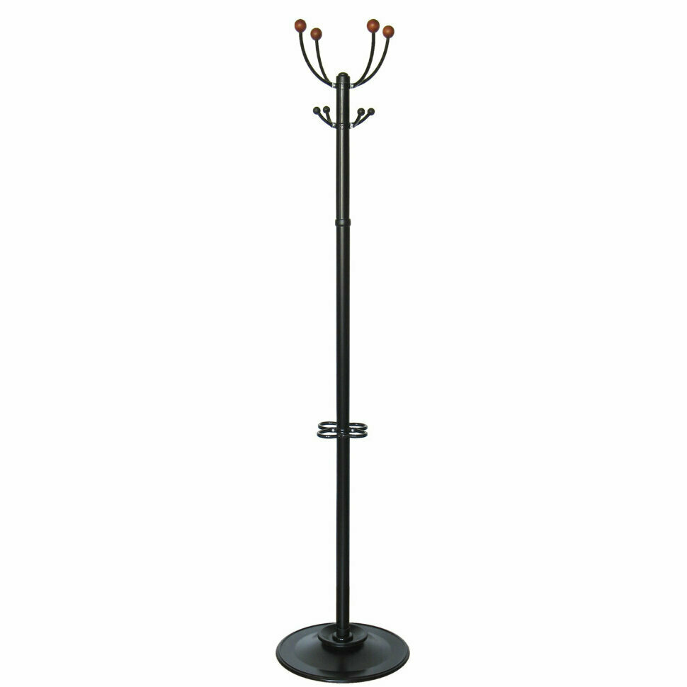 Вешалка-стойка "Квартет-З", 1,79 м, основание 40 см, 4 крючка + место для зонтов, металл, черная, 607716