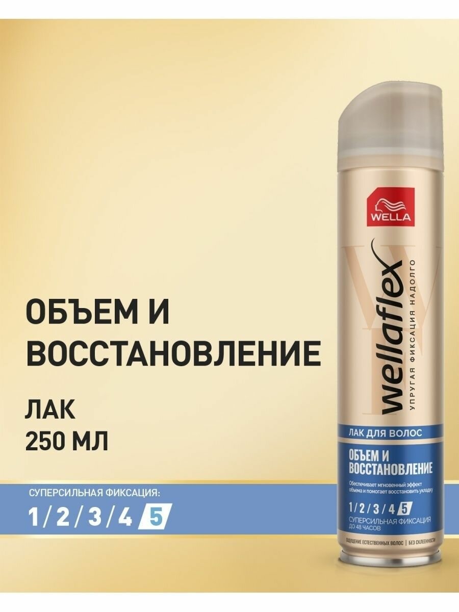 Wella Wellaflex Лак для волос "Объем и восстановление" ультрасильной фиксации 5, 250 мл