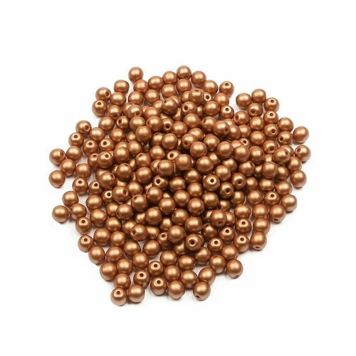 Стеклянные чешские бусины, круглые, Round Beads, 4 мм, цвет Alabaster Metallic Copper, 200 шт.