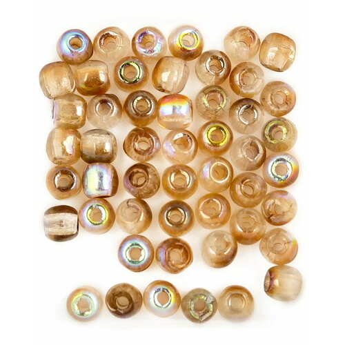 Стеклянные чешские бусины, круглые, Glass Pressed Beads, 2 мм, цвет Crystal Brown Rainbow, 100 шт.