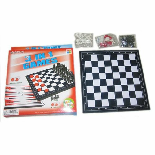 Настольная игра 3в1 шахматы, шашки, нарды магнитные, игровое поле 19х19см Shantou Gepai 100741214
