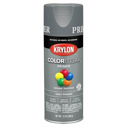 Грунт универсальный KRYLON ColorMaxx, серый, 340 гр. краска универсальная krylon colormaxx metallic oil rubbeed bronze темная бронза глянцевый
