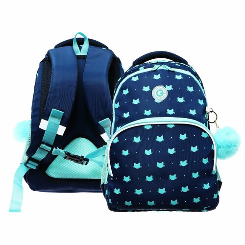 Рюкзак школьный, 40 х 27 х 20 см, 360, эргономичная спинка, отделение для ноутбука, синий/зелёный RG-360-5_1