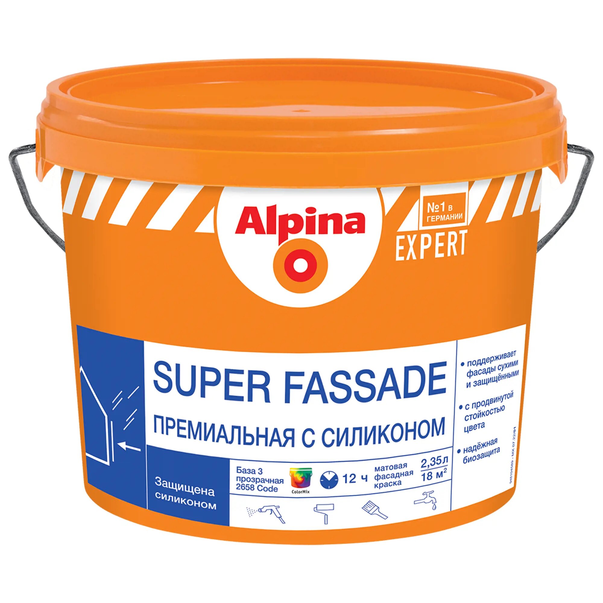 фото Краска водно-дисперсионная Alpina Super Fassade прозрачная база C 2.35 л