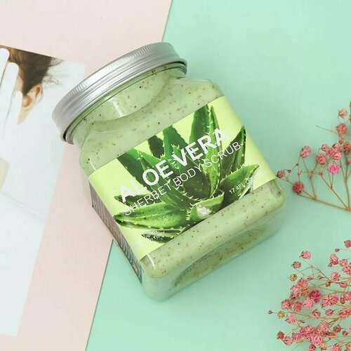 Очищающий скраб для тела с алоэ и витаминами С и В6 Wokali Aloe Vera Sherbet Body Scrub