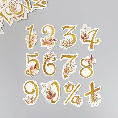 Наклейки для творчества Цветочные цифры тиснение золото набор 48 шт 9х7х0,8 см 48 шт наклейки на вечеринку для девочек