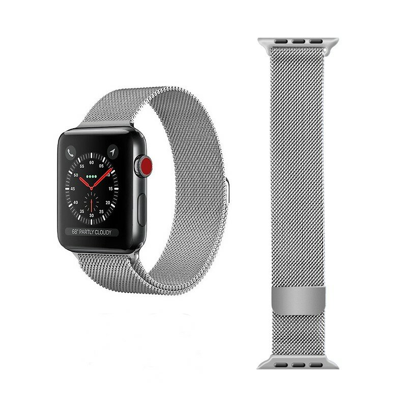 Ремешок для Apple Watch 42 44 45 49 mm миланская петля SILVER(Серебро)/ Металлический ремешок на магнитной застёжке для часов Apple