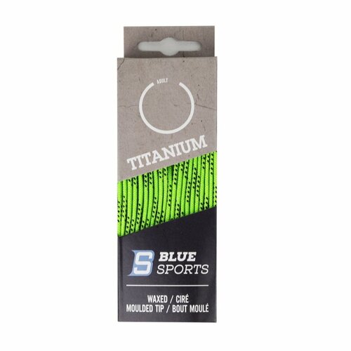 Шнурки для коньков Blue Sports Titanium Waxed, арт. 902090-BKL-243, полиэстер, 243 см, лаймовый-черный 902090-BKL-249