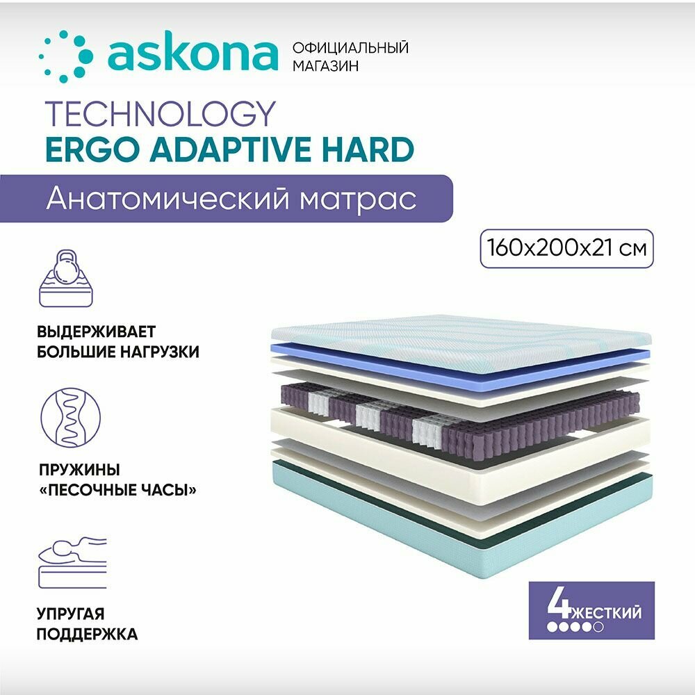 Матрас анатомический Askona (Аскона) Ergo Adaptive Hard 160х200