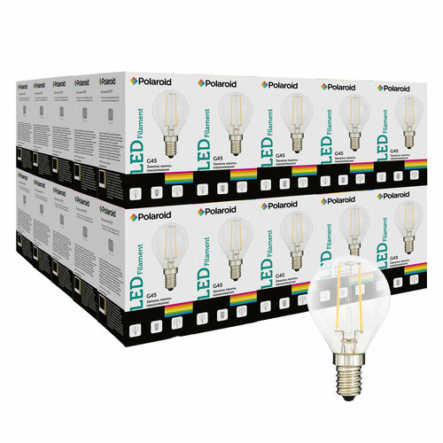 Филаментная светодиодная лампа Polaroid 220V FIL G45 4W 3000K E14 470lm (50 шт.)