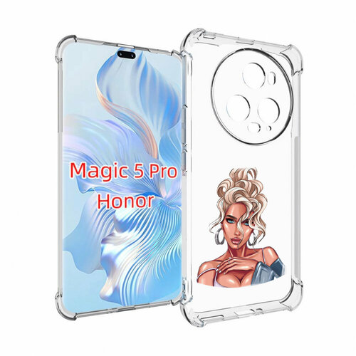 Чехол MyPads красивая-блондинка женский для Honor Magic 5 Pro задняя-панель-накладка-бампер