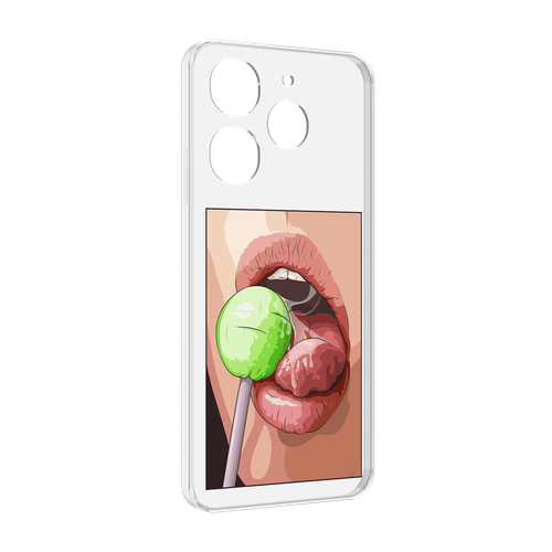 Чехол MyPads зеленый-чупа-чупс женский для Tecno Spark 10 Pro задняя-панель-накладка-бампер