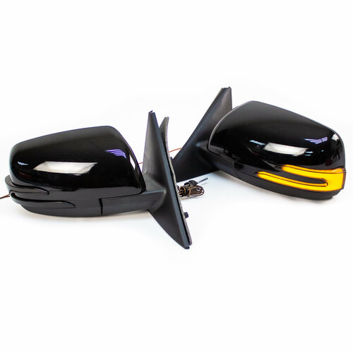 Зеркала ВАЗ 2110, Приора боковые тюнинг в стиле АМГ Mercedes AMG c повторителем Плазма левое правое зеркало боковое, не окрашенные, механические комплект 2шт.