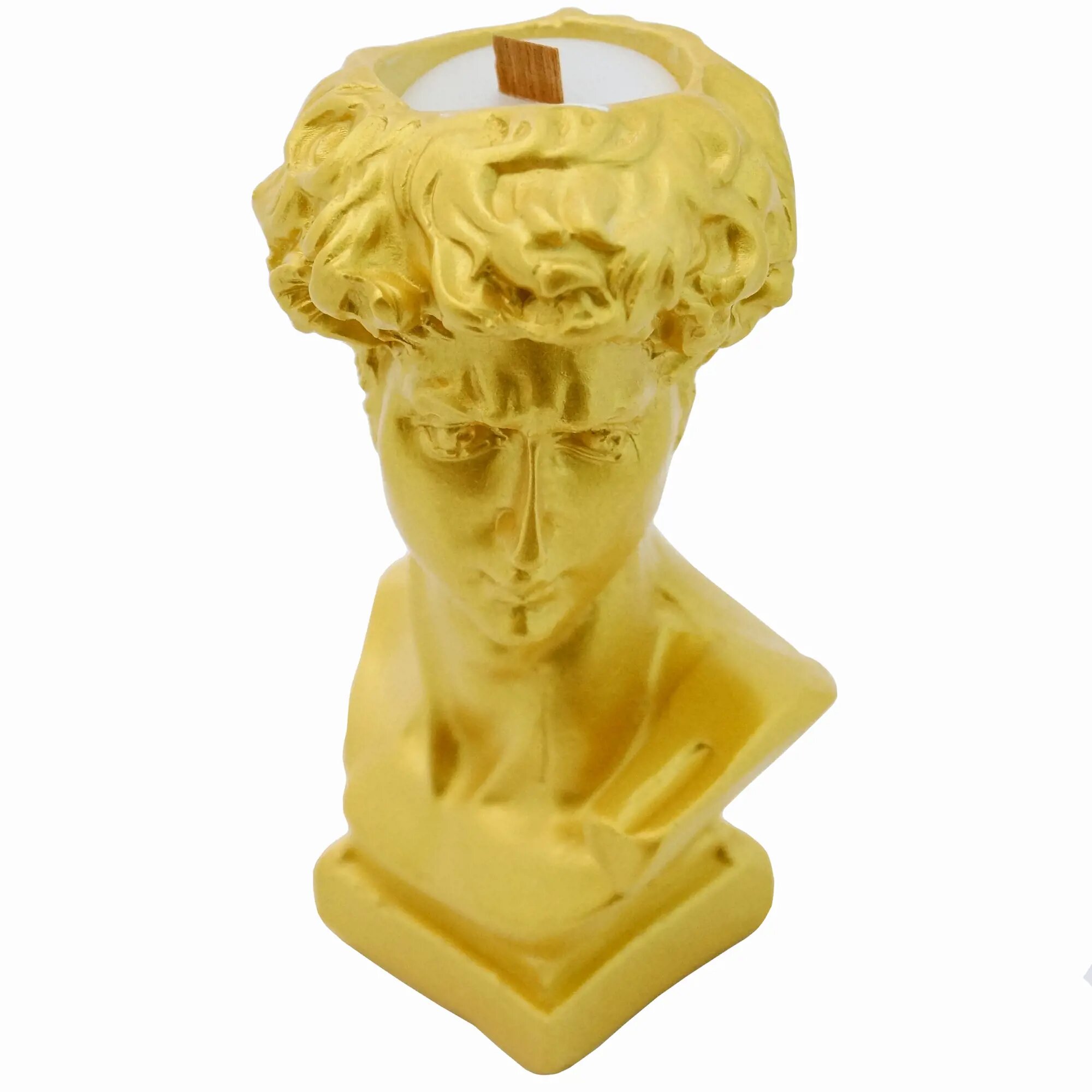 Свеча в гипсе Голова Давида золотая 11.5 см