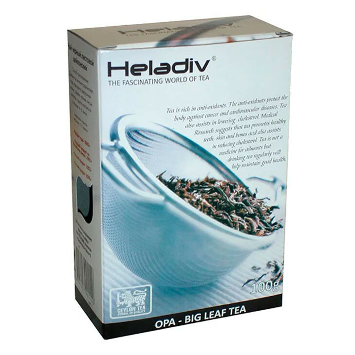 Чай Heladiv OPA Big Leaf Tea (Крупнолистовой чай, дизайн с ситечком), черный листовой, 100г