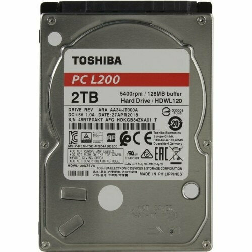 2TB Toshiba L200 HDWL120UZSVA SATA III 5400 rpm 128Mb buffer 25 1008000₽