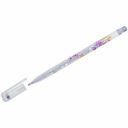 Ручка гелевая Crown "Glitter Metal Jell" серебро с блестками, 1,0 мм, 1 штука, 069452