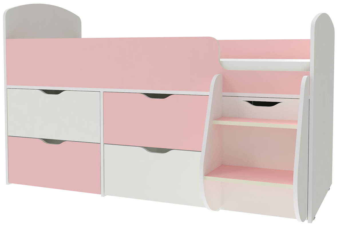 Кровать чердак Малыш 7 Белый Розовый