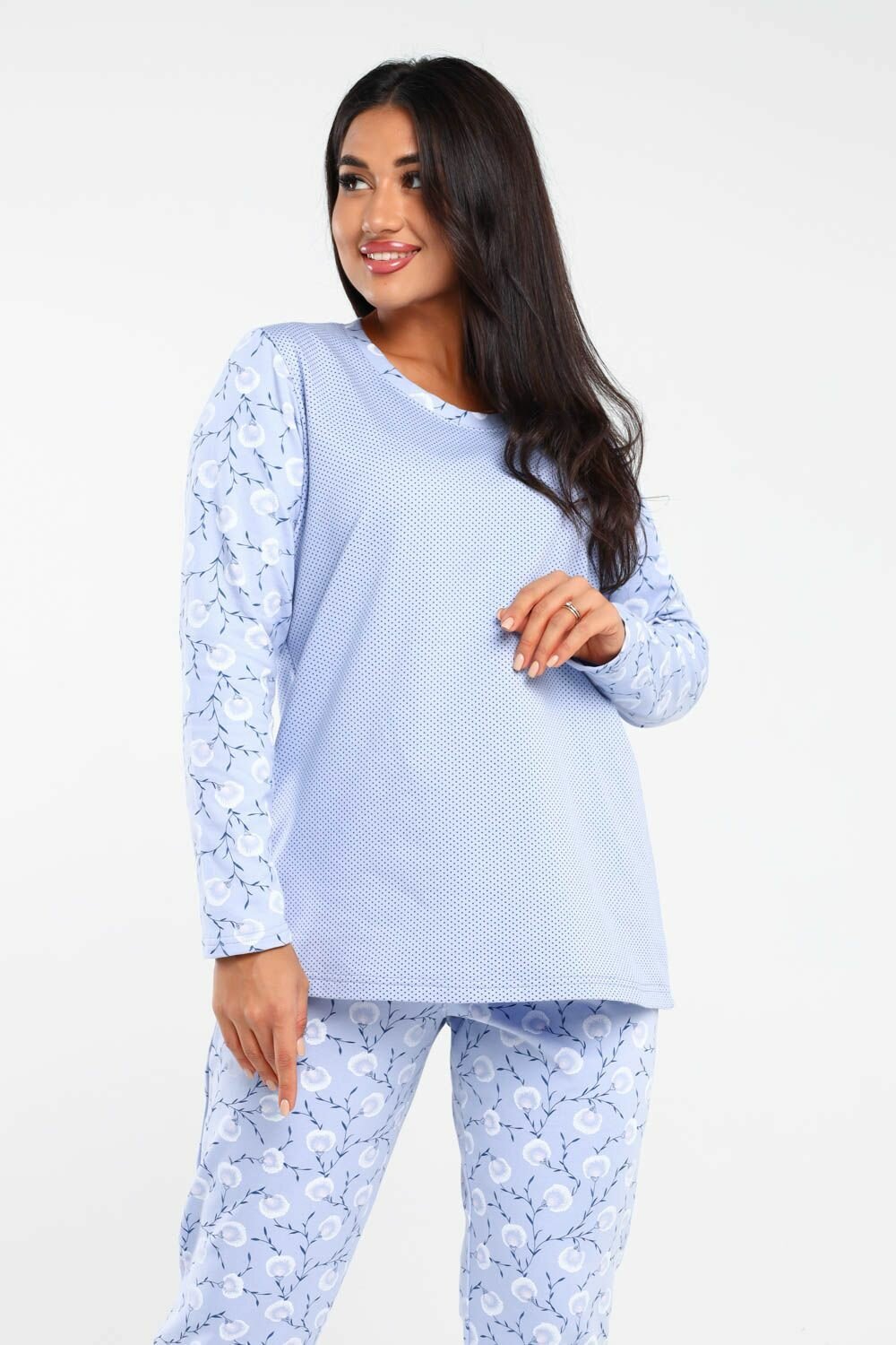 Пижама теплая DIANIDA М-545 размер 44-58 (58, Голубой) - фотография № 12