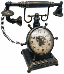 настольные часы Ретро Телефон, металл, 31х12х24 см
