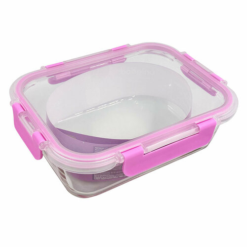 Форма для запекания 21*16*6.5 см Unigood с крышкой лавандовая стекло ptk-kp-08003