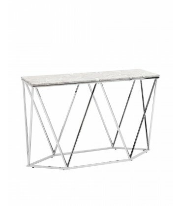 фото Консоль Авалон 122*41 серый мрамор сталь серебро