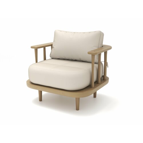 Садовое кресло Soft Element Ламе слоновая кость-натуральный, из дерева, велюр, на террасу, на веранду, для дачи, для бани