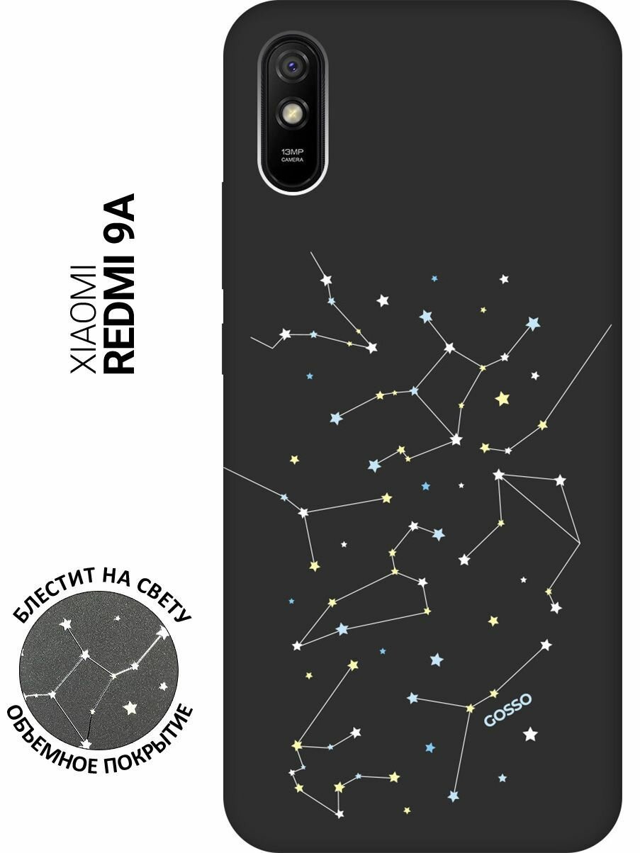 Ультратонкая защитная накладка Soft Touch для Xiaomi Redmi 9A с принтом "Constellations" черная