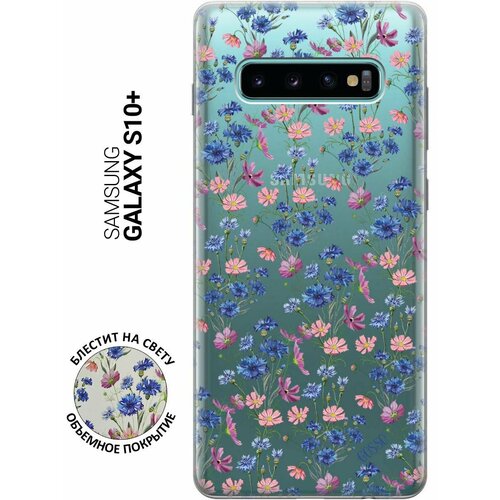 Ультратонкий силиконовый чехол-накладка Transparent для Samsung Galaxy S10+ с 3D принтом Lovely Cornflowers ультратонкий силиконовый чехол накладка transparent для huawei mate 40 pro с 3d принтом lovely cornflowers