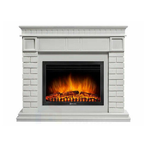 Каминокомплект Electrolux Bricks 25U (угловой) с очагом EFP/P-2520LS камень белый, белая эмаль