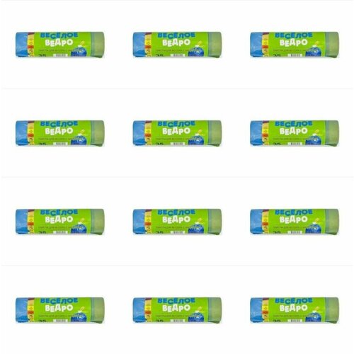 Весёлое ведро Мешок для мусора с завязками Оптима, 35 л, 15 шт в рулоне, 12 уп