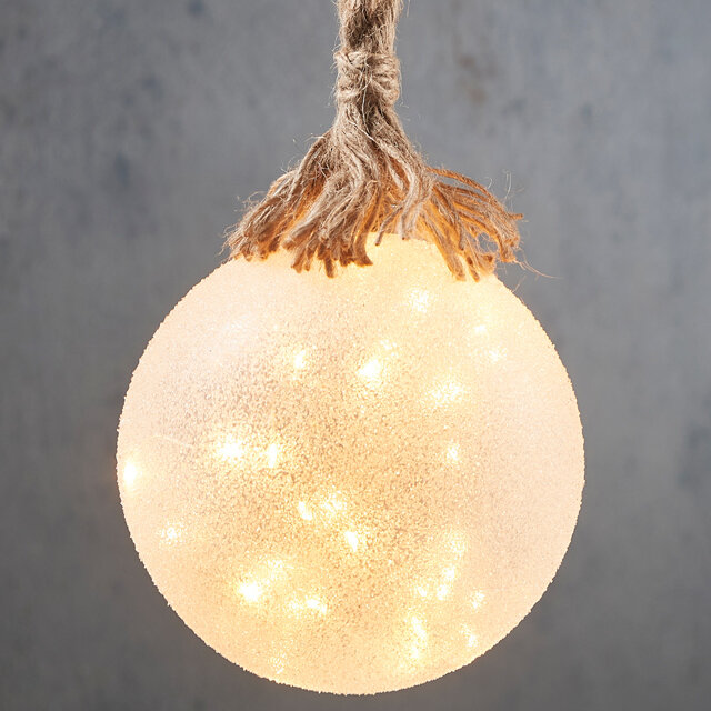 Edelman Подвесной светильник на канате Шар Бранилейв 14 см, 30 теплых белых LED ламп, на батарейках, таймер, стекло 1105157