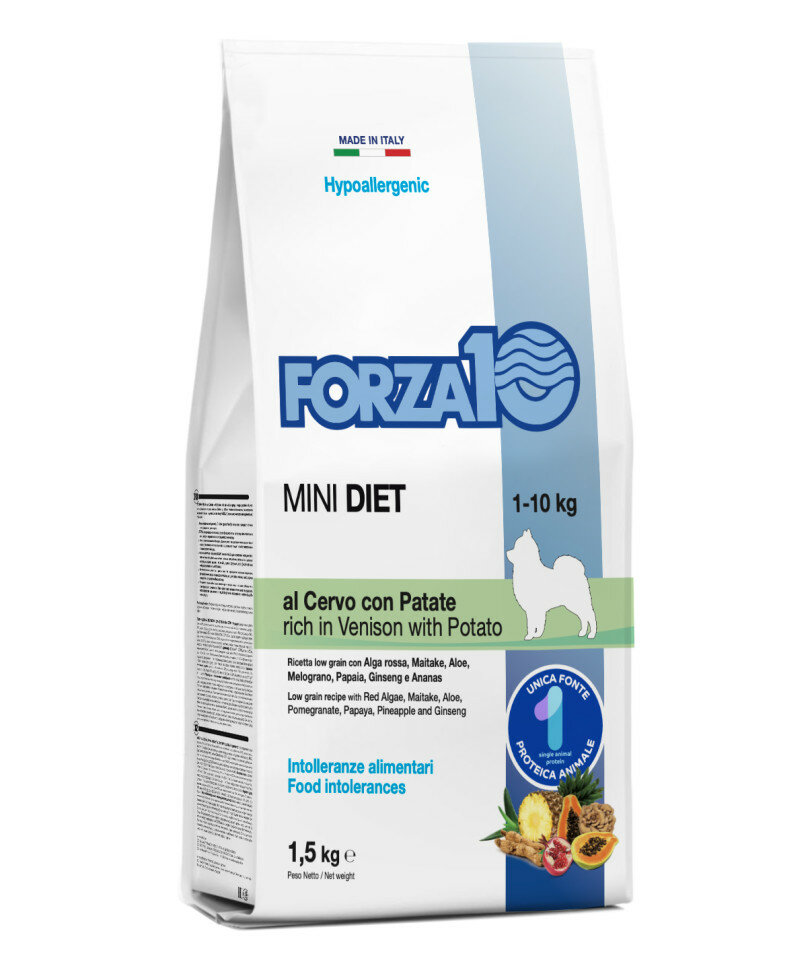 фото Forza10 Mini Diet Cervo con Patate сухой гипоаллергенный корм для взрослых собак мелких пород с олениной и картофелем - 1,5 кг