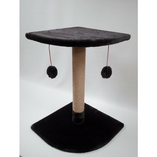 Когтеточка-столбик, угловая, 40х40х55 см, джут цвет темно-коричневый с лежанкой