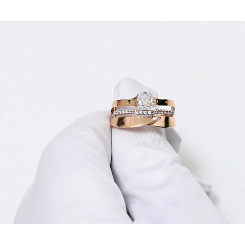 фото Кольцо diamant online, золото, 585 проба, фианит, размер 17.5, прозрачный
