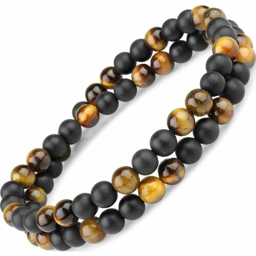 фото Браслет everiot, агат, тигровый глаз, размер 20 см, коричневый